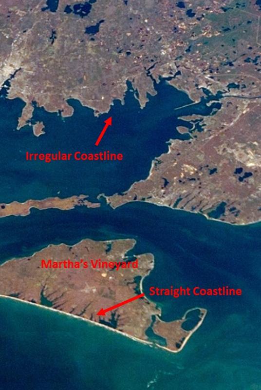 Comparing coastlines subject to erosion by waves to a more sheltered coastline